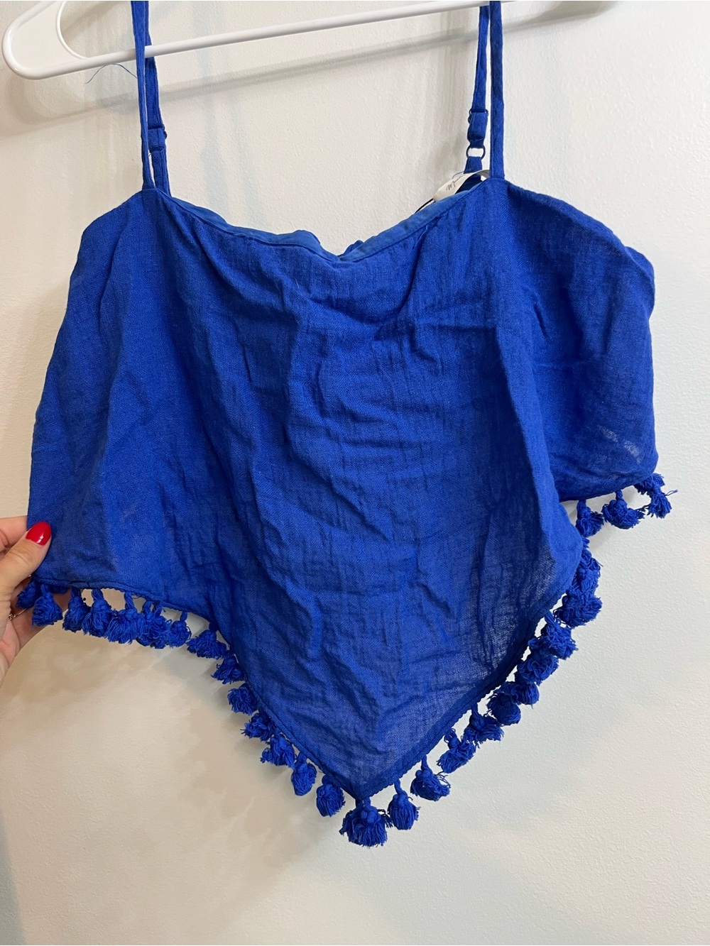 Blue Tassel Handkerchief Top
